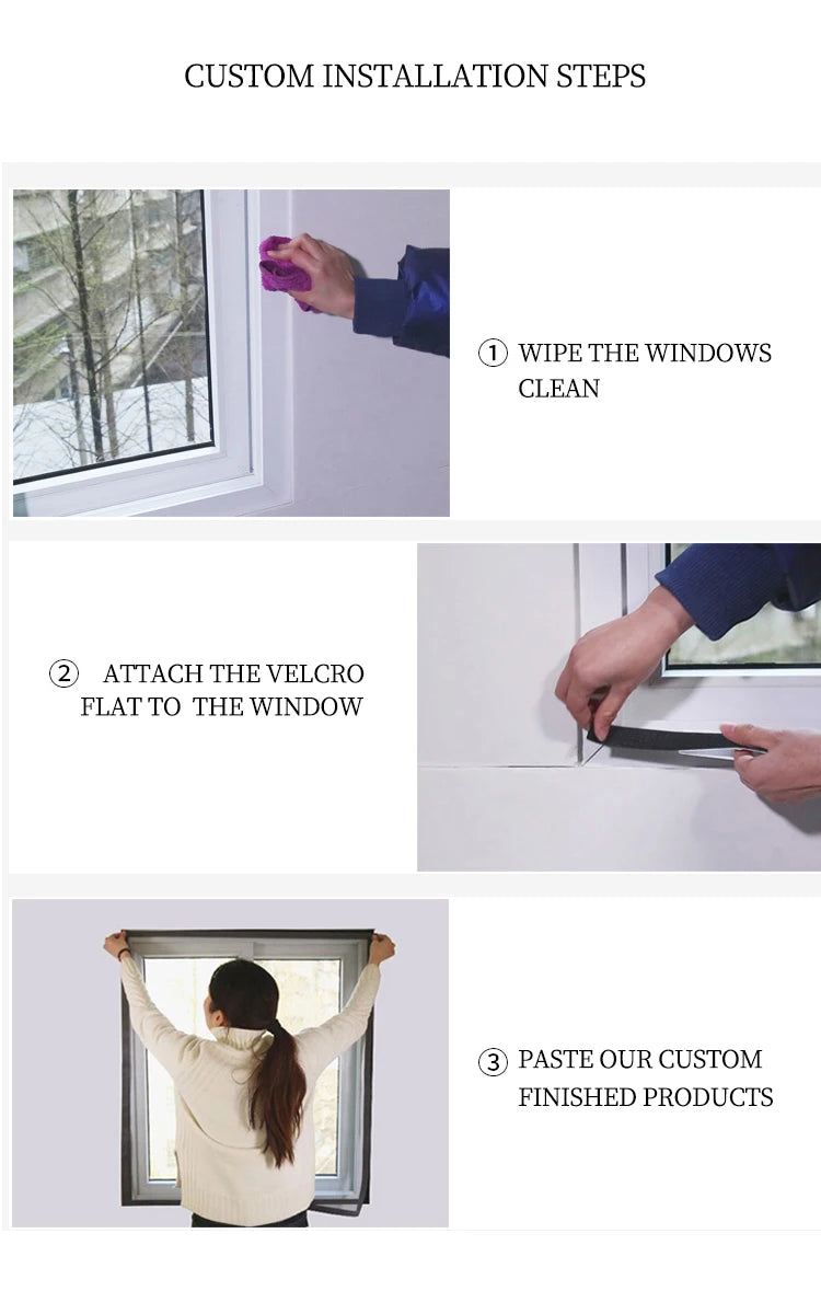 Customizable size anti-mosquito window screen self adhesive window mosquito net summer insect proof door mosquitonet for windows